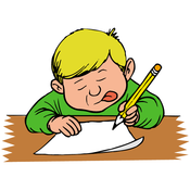Landing boy writing